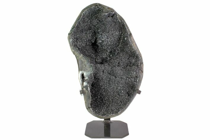 Sparkling, Silvery, Amethyst Geode With Metal Stand #118173